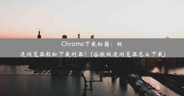 Chrome下载秘籍：极速浏览器轻松下载利器！(谷歌极速浏览器怎么下载)