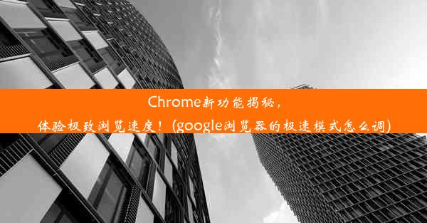 Chrome新功能揭秘，体验极致浏览速度！(google浏览器的极速模式怎么调)