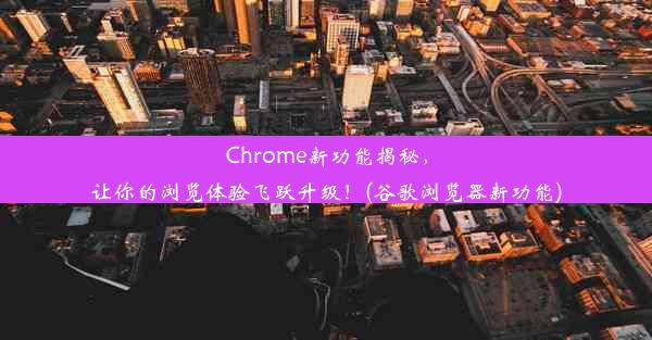 Chrome新功能揭秘，让你的浏览体验飞跃升级！(谷歌浏览器新功能)